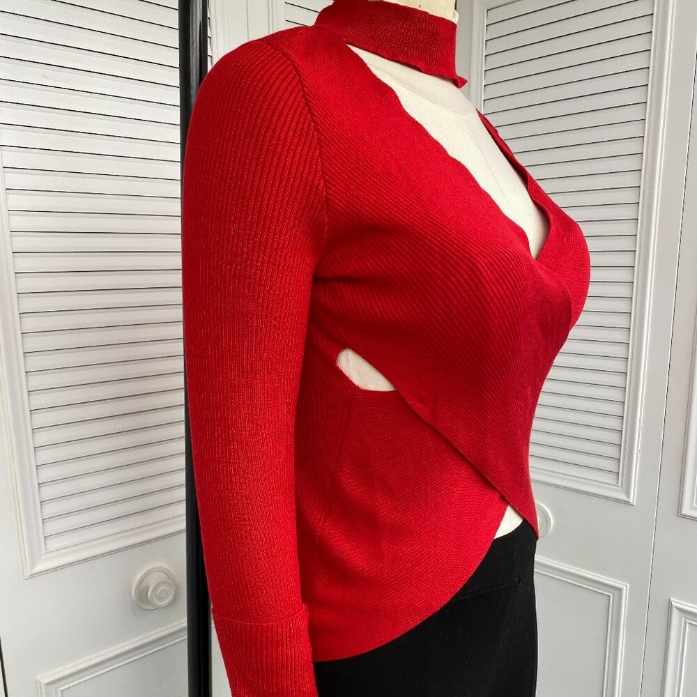 Venus  Red Sweater Sz. M  New Sexy Cut outs - Picture 2 of 8